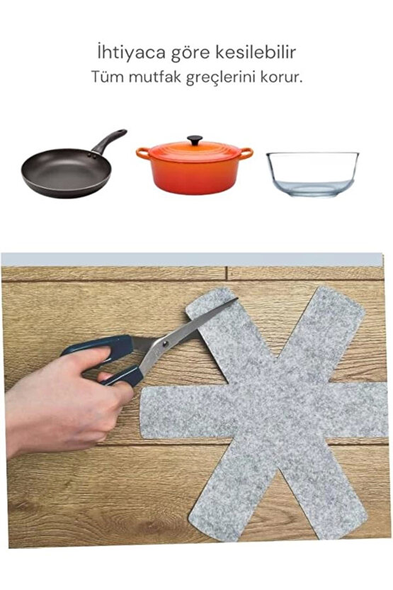 Beylini 12 Li Set Tencere Tava Koruyucu Borcam Çizdirmez Keçe Düzenleyici (Gri)