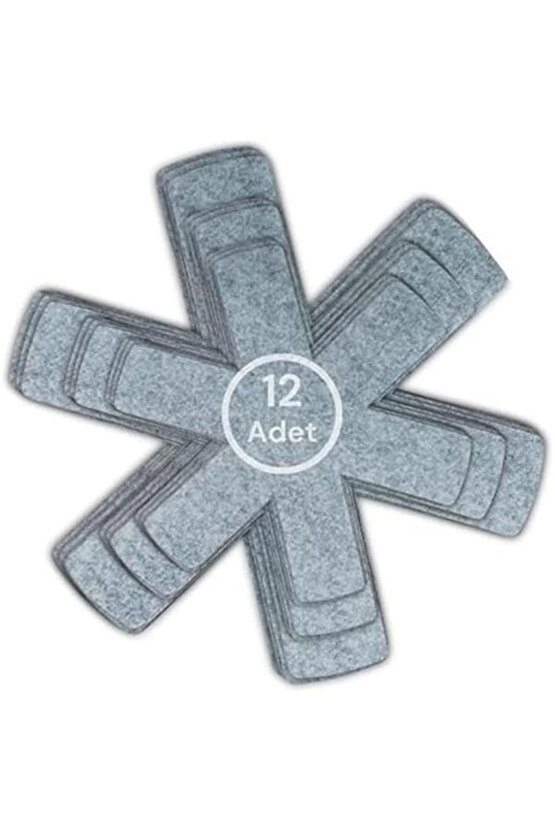 Beylini 12 Li Set Tencere Tava Koruyucu Borcam Çizdirmez Keçe Düzenleyici (Gri)