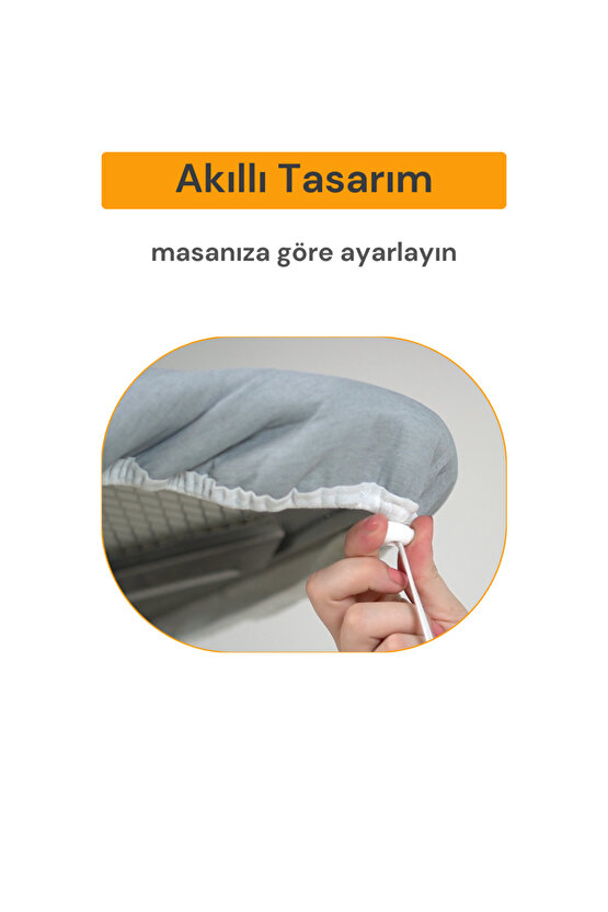 Ütü Masası Kılıfı Örtüsü Bezi, Keçeli,süngerli,lastikli Yanmaz Ayarlanabilir 55x135 Cm Gri