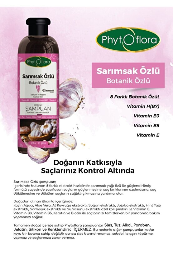 Tuzsuz Yağlı Ve Dökülen Ve Kepekli Saçlara Özel Sarımsak Özlü Bitkisel Şampuan