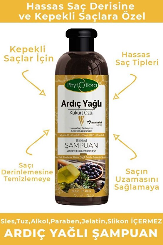 Tuzsuz Hassas Saç Derisine Ve Kepekli Saçlara Özel Ardıç Yağlı Bitkisel Şampuan