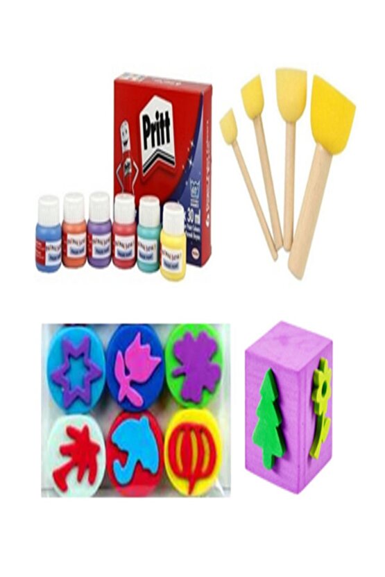 Parmak Boya Sünger Tampon Ponpon Fırça Sünger Eva Baskı Seti