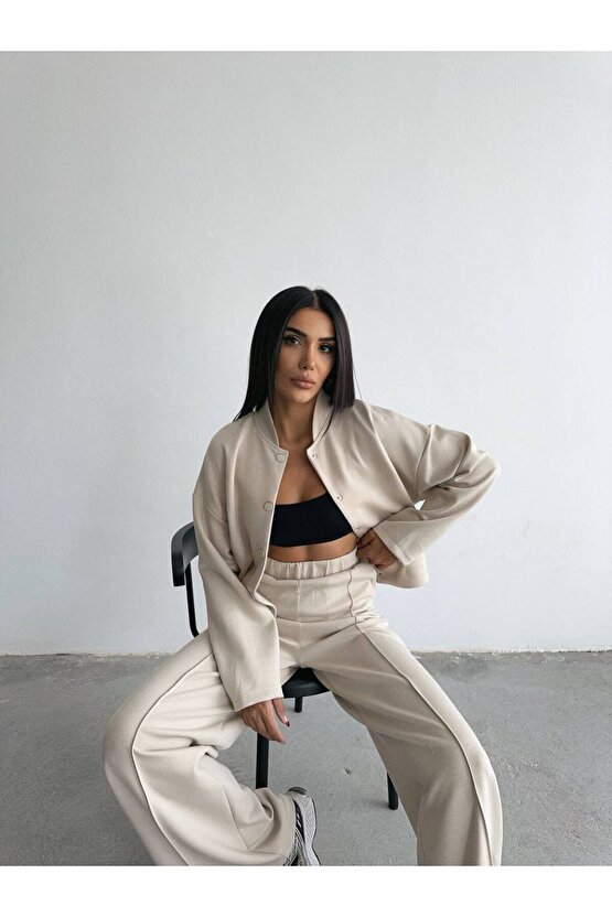 Kadın Modal Kumaş Paça Yırmaç Detaylı Alt üst Takım