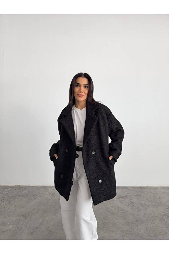 Kadın Buklet Kumaş Kısa Kaban