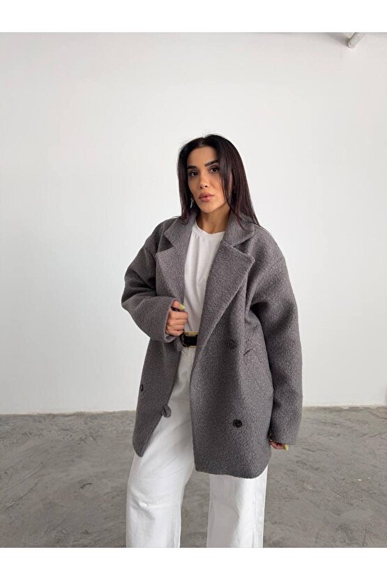 Kadın Buklet Kumaş Kısa Kaban