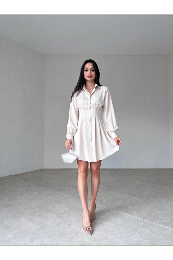 Gömlek Formlu Mini Elbise