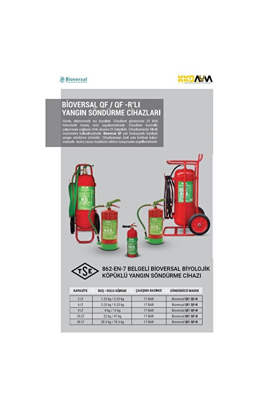 9 Litre Bioversal Elektrikli Araçlar Ve Lityum-iyon Batarya (PİL, AKÜ) Yangın Söndürme Cihazı Tdrtr