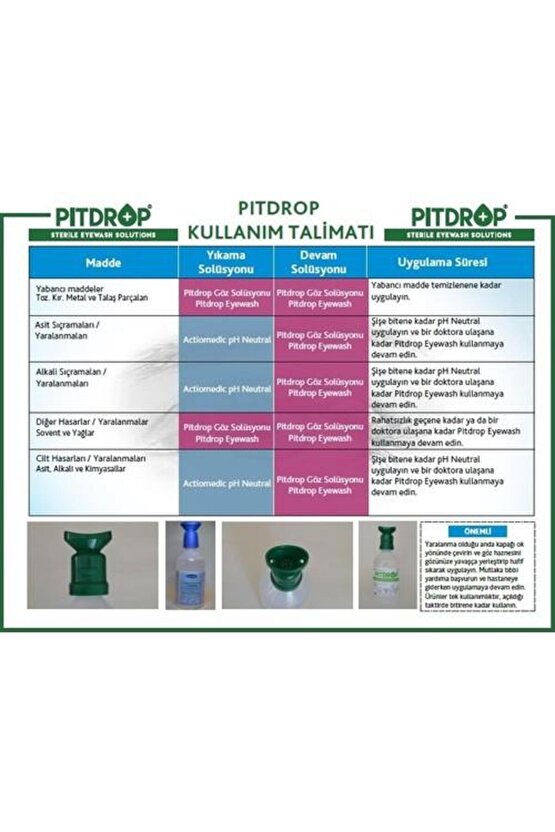 Pit Drop Göz Solüsyonu Göz Yıkama Duşu 250 ML Yeşil + Yeşil
