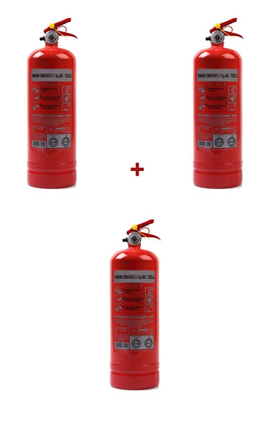 Yangın Tüpü Söndürücü 2kg 3 Lü 4 Yıl Garantili 2022 Üretim 2026 Tekrar Dolum