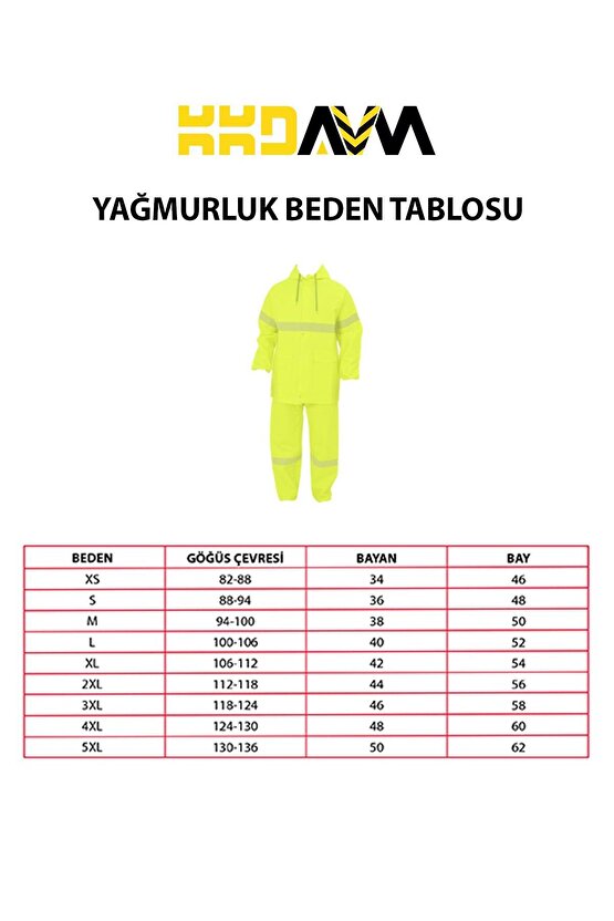 Yüksek Görünümlü Reflektörlü Dikişsiz Fermuarlı Yağmurluk Alt Üst Takım Pvc Su Geçirmez