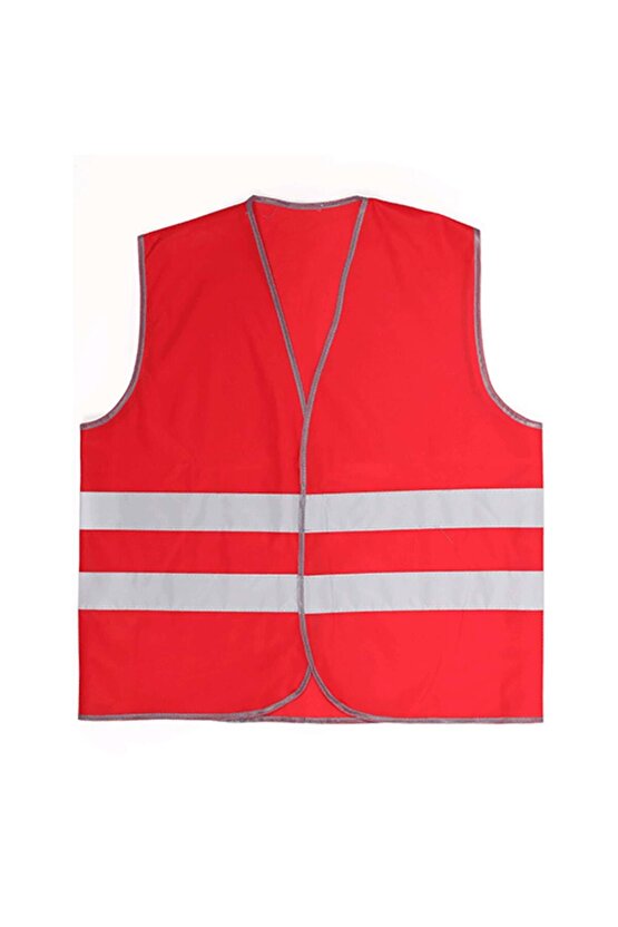 İşçi Tipi Reflektörlü Kırmızı Ikaz Yeleği 10 Adet