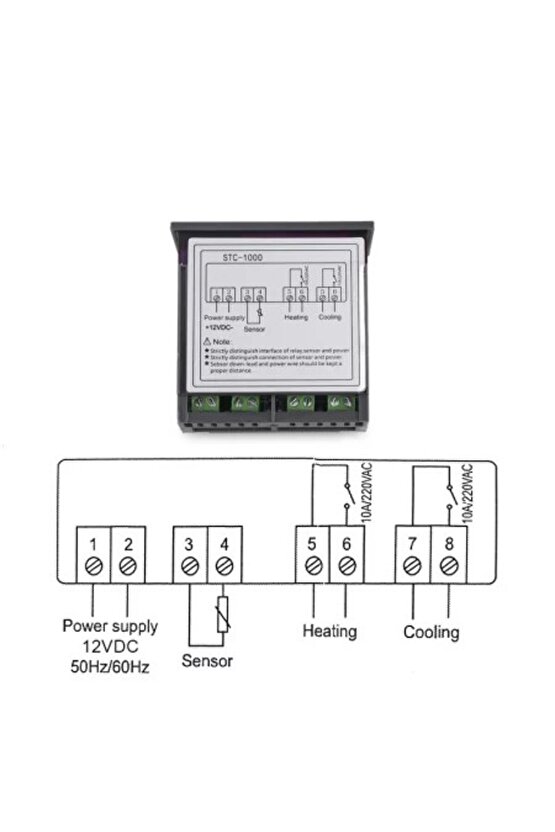 STC-1000 12V Dijital Termostat - Kuluçka ve Akvaryum Isı Kontrol Kartı (Sensörlü)