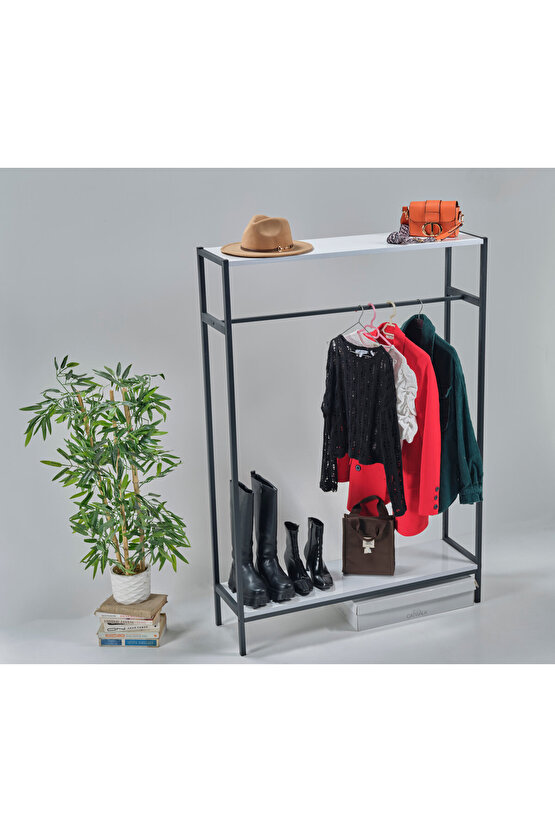 Raflı Askılık Konfeksiyon Askısı Elbise Askılığı