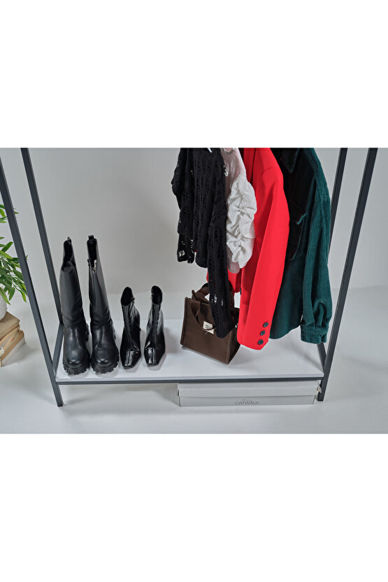 Raflı Askılık Konfeksiyon Askısı Elbise Askılığı