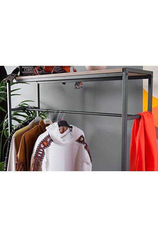 Raflı Askılık Konfeksiyon Askısı Elbise Askılığı