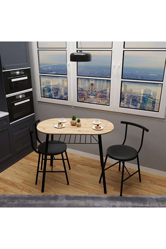 2 Kişilik Masa Takımı Mutfak Masa Sandalye Seti Döşemeli Çam 1346