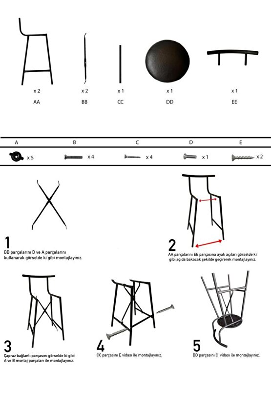 Mutfak Sandalyesi Bar Taburesi Döşemeli 1112