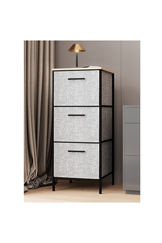 3 Çekmeceli Çok Amaçlı Dolap Büyük Boy Komodin Sehpa