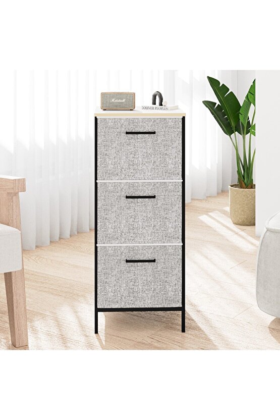 3 Çekmeceli Çok Amaçlı Dolap Büyük Boy Komodin Sehpa