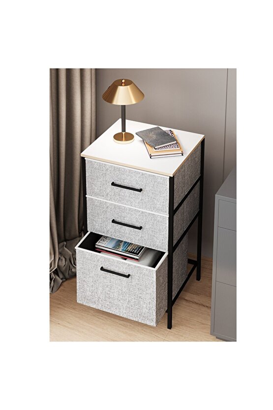 Çok Amaçlı Dolap 3 Çekmeceli Orta Boy Komodin Sehpa