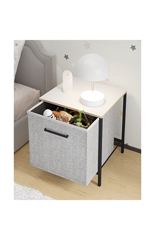 Çocuk Dolap 1 Çekmeceli Komodin Sehpa Gri 1597