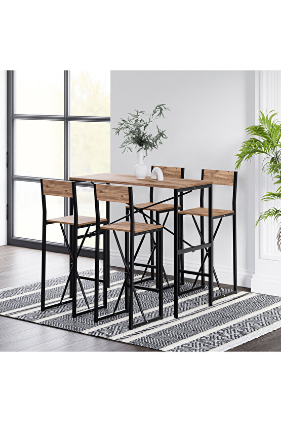 4 Kişilik Gzl Bar Masa Bar Sandalye Yemek Masa Sandalye Takımı