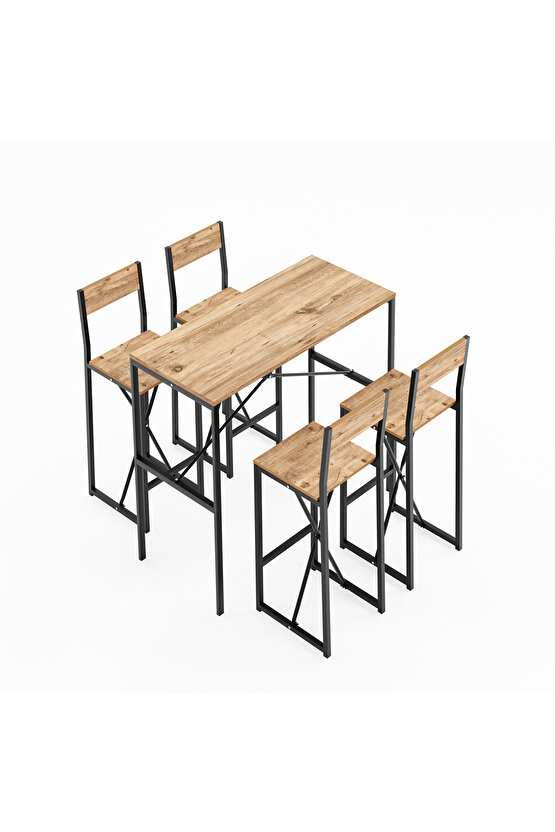 4 Kişilik Gzl Bar Masa Bar Sandalye Yemek Masa Sandalye Takımı Çam 1583