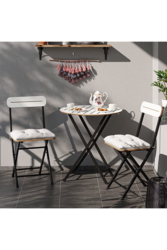 Minderli Bistro Takım Bahçe Masa Sandalye Yuvarlak