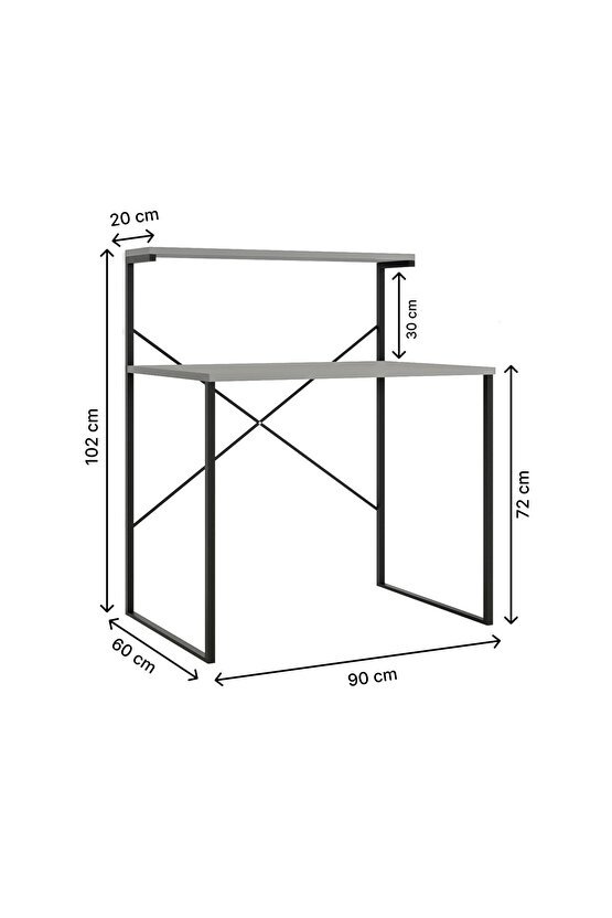 Raflı Çalışma Masası 60x90 Ofis Masası Ders Masası Çok Amaçlı Çalışma Masası