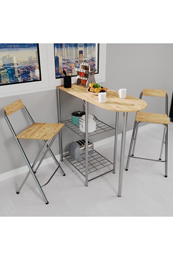 Mutfak Bar Masa Sandalye Takımı Katlanır Bar Sandalye 2 Kişilik Mutfak Masası