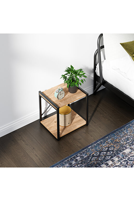 Çok Amaçlı Komodin Metal Ayaklı Raflı Sehpa