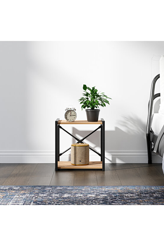 Çok Amaçlı Komodin Metal Ayaklı Raflı Sehpa