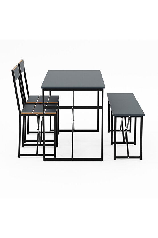 Mutfak Masası Bench Bank 120x60 Masa Set 2 Adet Sandalye Yemek Masası