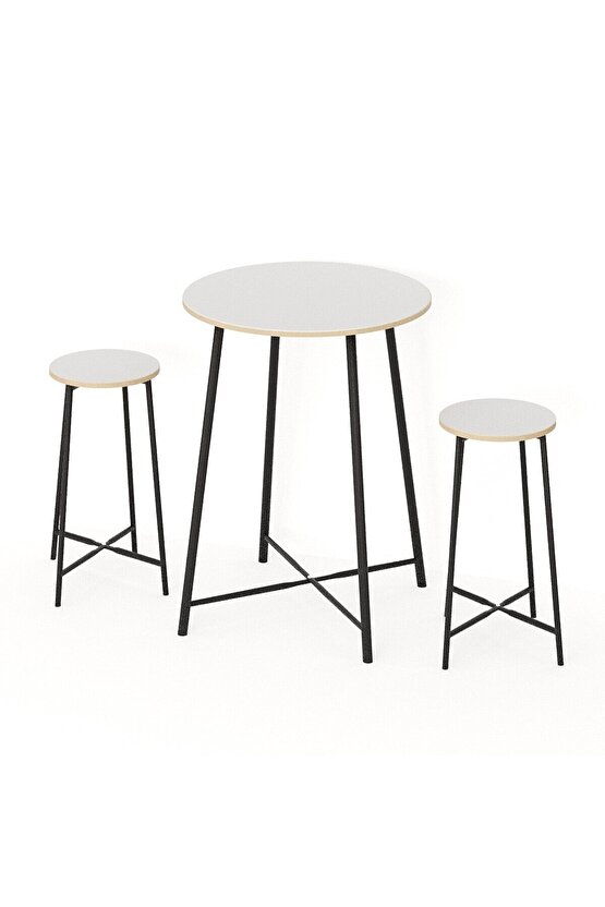 Oval 2 Kişilik Yemek Masası Bar Masası Mutfak Beyaz 1527