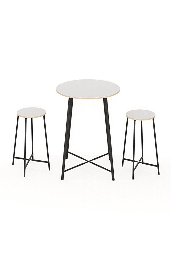 Oval 2 Kişilik Yemek Masası Bar Masası Mutfak Beyaz 1527