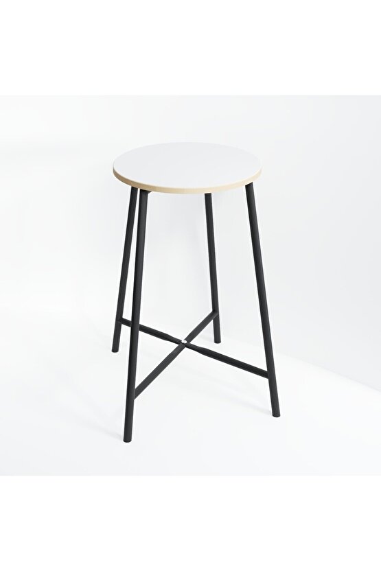 Oval 2 Kişilik Yemek Masası Bar Masası Mutfak Beyaz 1527