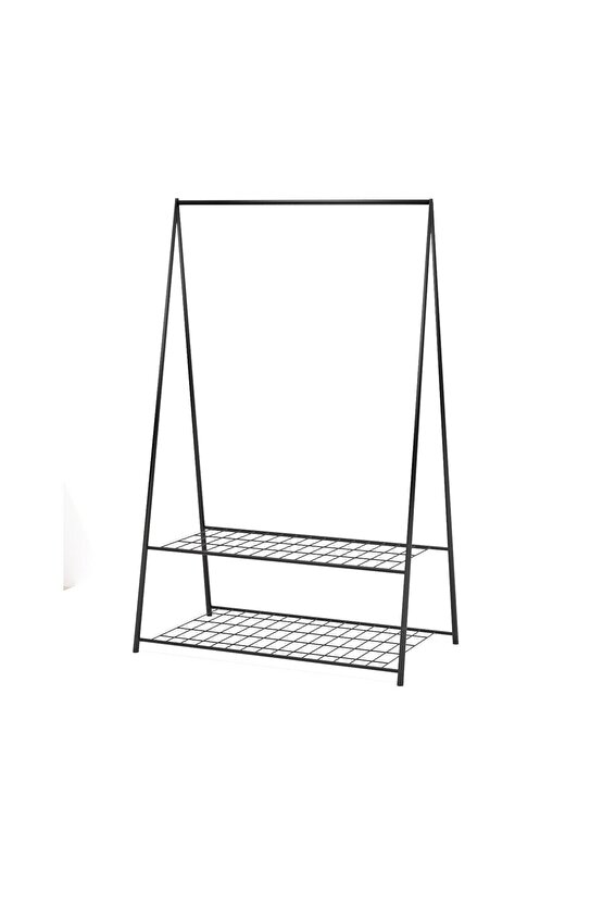 Konfeksiyon Elbise Askılık Iki Raflı  Siyah 1537