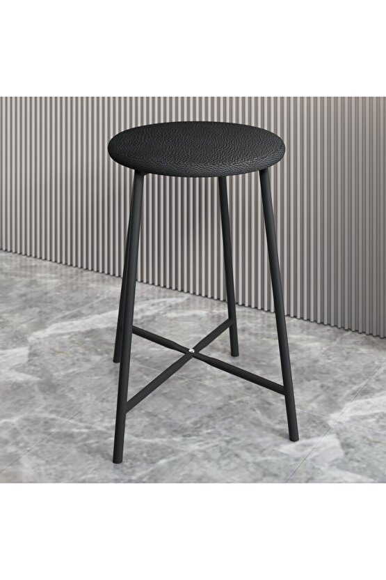 Bar Sandalyesi Bar Taburesi Mutfak Sandalyesi Siyah Döşemeli 1525