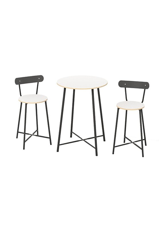 Mutfak Oval 2 Kişilik Bar Yemek Masası Beyaz 1516