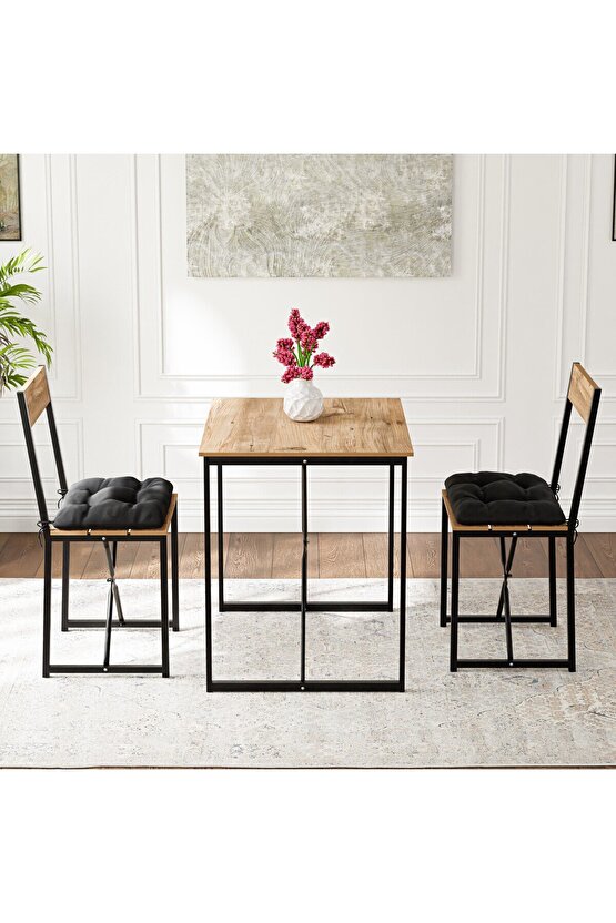 Mutfak Masası Minderli 2 Kişilik Balkon Masa Takımı Çam 1492