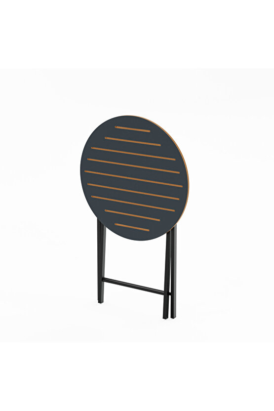 Minderli Bistro Takım Bahçe Masa Sandalye Yuvarlak Füme  1486