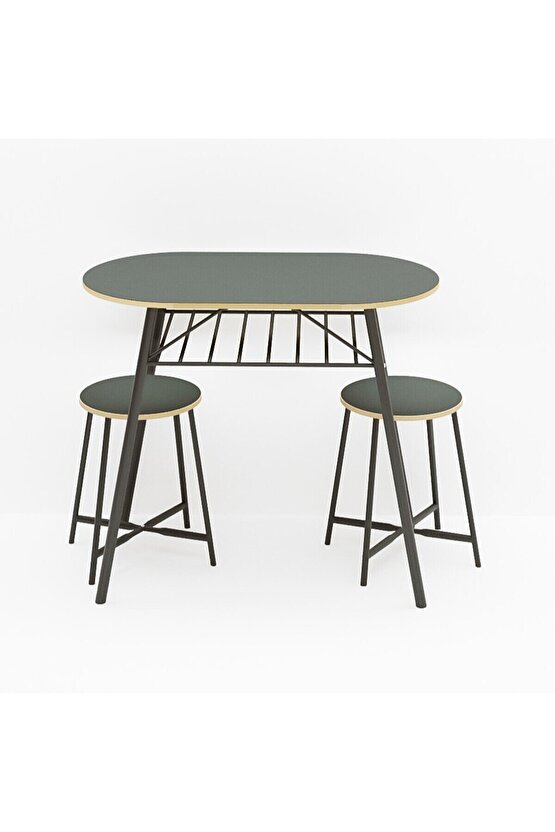 Mutfak Masası Oval Tabure Takımı Masa Sandalye Takımı Füme 1475