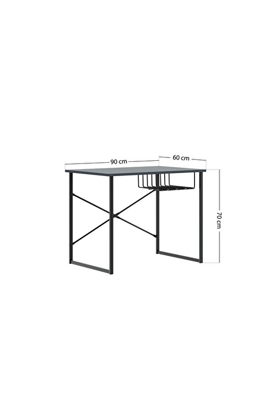 Bilgisayar Masası Raflı Çalışma Laptop Masası Füme 1445