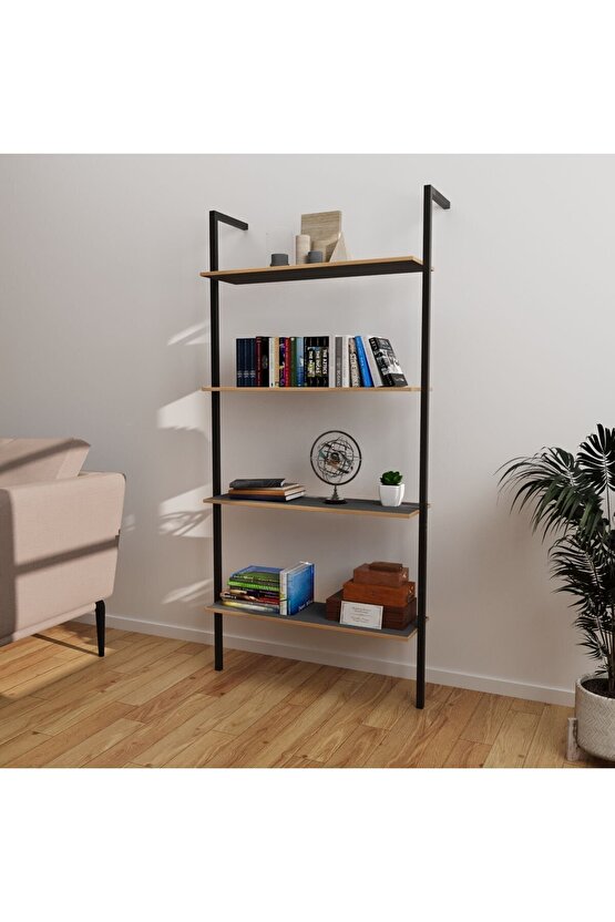 Kitaplık Ofis Rafı Çalışma Odası Füme 1358