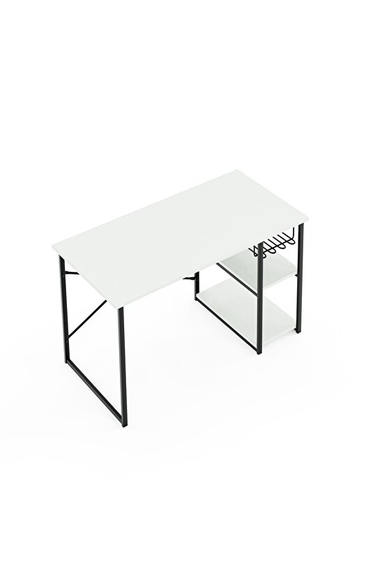 Çalışma Masası Telli Raflı Ofis Laptop Bilgisayar Masası Beyaz 1344