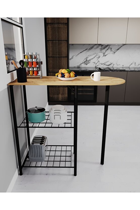 Mutfak Bar Masa Sandalye Takımı Katlanır Bar Sandalye 2 Kişilik Mutfak Masası Atlantik Çam 1311