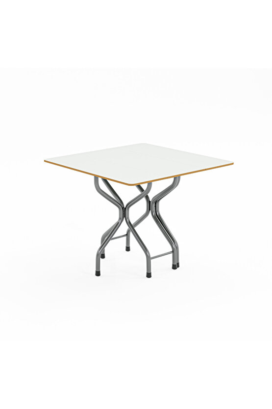 Katlanır Kırma Kare Beyaz Masa Sandalye Takımı Seti