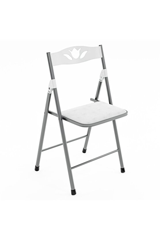 Katlanır Kırma Yuvarlak Beyaz Masa Sandalye Takımı Seti