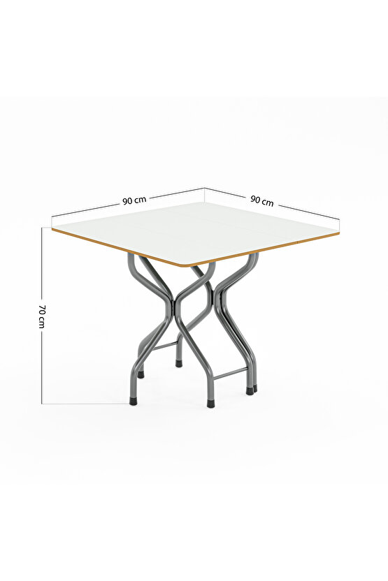 Katlanır Kırma Beyaz Kare Masa Sandalye Takımı Seti 1051
