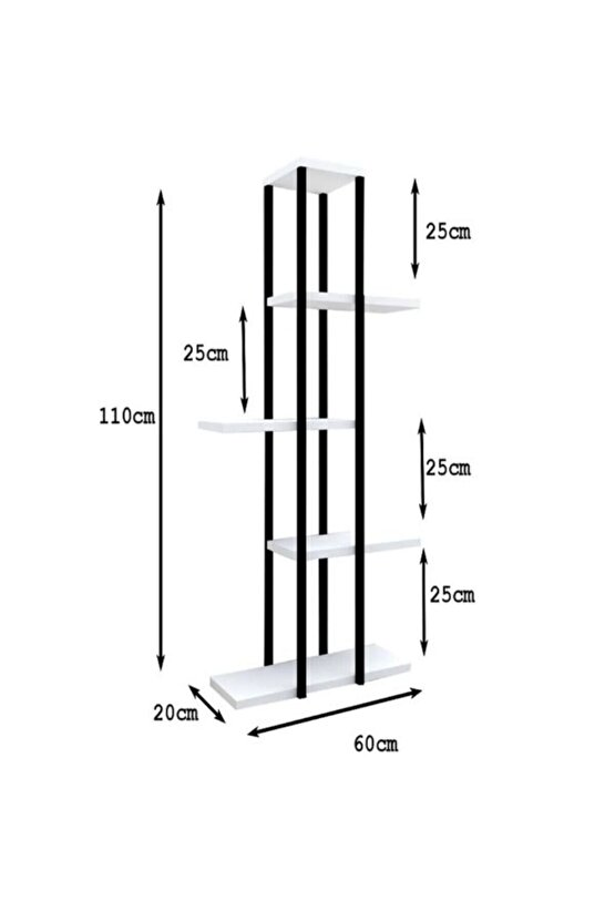 Dekoratif 5 Raflı Metal Çiçeklik Saksı Standı Saksılık Beyaz 1312